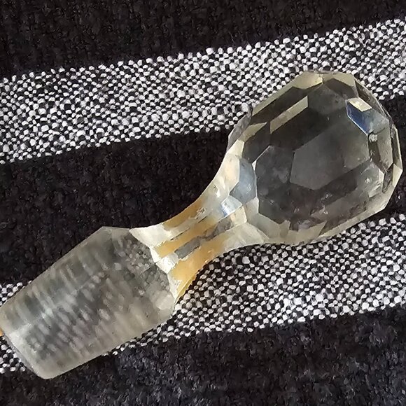 Pair of Vintage Cut Crystal Cruet with Faceted Stopper for Oil or Vinegar - Picture 4 of 9